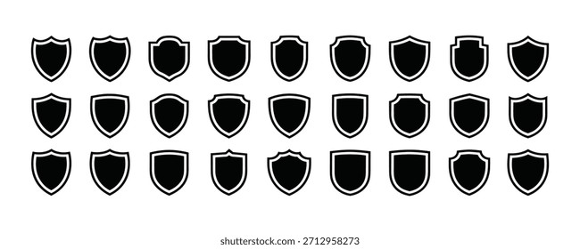 Uma variedade de ícones de silhuetas de escudos