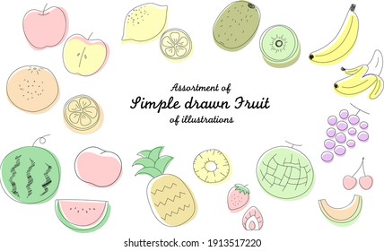 Assortment of simple drawn fruit of illustrations