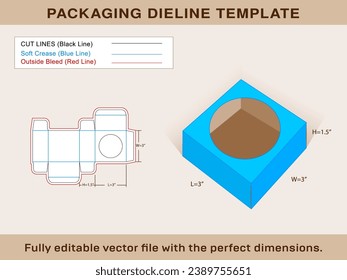 Assortment Soap Box, Round Window Display Box, Dieline Template and 3d box Editable Vector File.