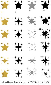 Uma variedade de elementos gráficos de estrela e brilho brilham.