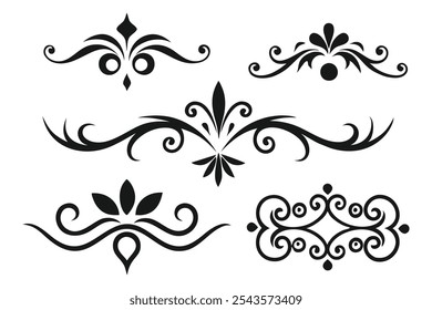 An assortment of stylish black and white designs, highlighting unique decorative patterns and artistic flair flat vector illustration set