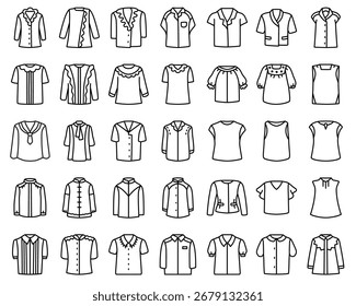 An assortment of tops featuring diverse collar designs