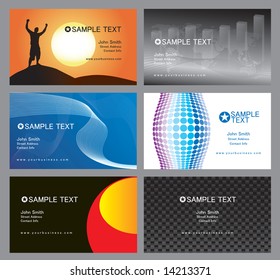 An assortment of totally editable vector based business cards.  Clean and simple designs that you can implement with your own corporate identity.