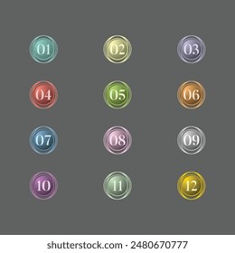 Assortment of vibrant 3D bullet points Design
