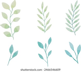 Assortment of watercolor leaves illustration set - green leaf branches collection for wedding, greetings, stationary, wallpapers, fashion, background. olive, green leaves, Eucalyptus etc