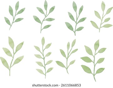 Assortment of watercolor leaves illustration set - green leaf branches collection for wedding, greetings, stationary, wallpapers, fashion, background. olive, green leaves, Eucalyptus etc