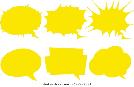 Assortment of Yellow Comic Style Speech Bubbles	