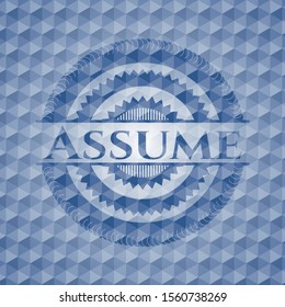 Assume blue emblem with geometric pattern. Vector Illustration. Detailed.