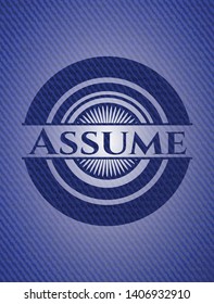 Assume with denim texture. Vector Illustration. Detailed.