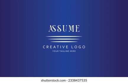 ASSUME SU ME ASU UME letter classical modern simple vector brand vector logo design for all kind of business with blue background  