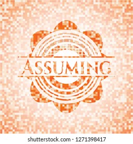 Assuming abstract orange mosaic emblem