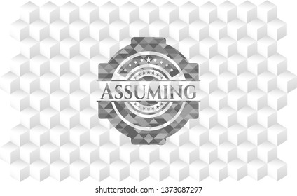 Assuming grey badge with geometric cube white background