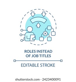 Assuming multiple roles soft blue concept icon. Roles associated with purpose, domain. Round shape line illustration. Abstract idea. Graphic design. Easy to use in promotional material