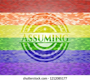 Assuming on mosaic background with the colors of the LGBT flag