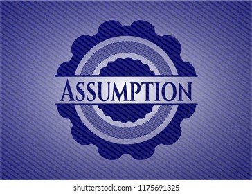 Assumption badge with jean texture