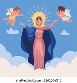 Assumption of Mary and angels in the heaven