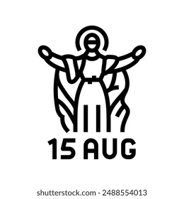 assumption of mary feast catholic holiday line icon vector. assumption of mary feast catholic holiday sign. isolated contour symbol black illustration