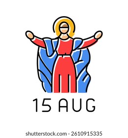 assumption of mary feast catholic holiday color icon vector. assumption of mary feast catholic holiday sign. isolated symbol illustration