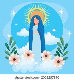 Assumption of Mary with flowers and clouds