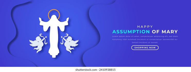 Assumption of Mary Paper cut style Vector Design Illustration for Background, Poster, Banner, Advertising, Greeting Card