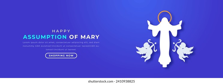 Assumption of Mary Paper cut style Vector Design Illustration for Background, Poster, Banner, Advertising, Greeting Card