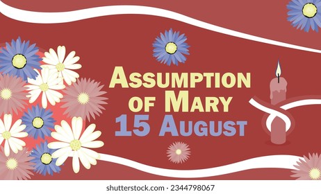 Assumption of Mary vector banner design. Happy Assumption of Mary modern minimal graphic poster illustration.