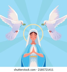 Assumption virgin mary and doves, image