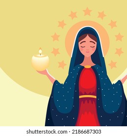 Assumption Of Virgin Mary With Light Candle