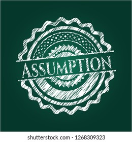 Assumption written with chalkboard texture