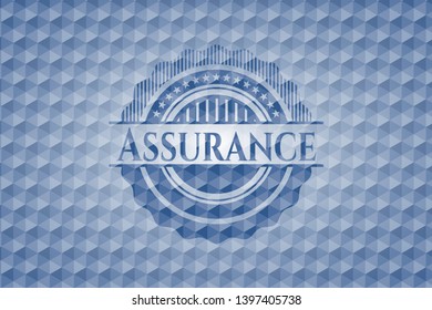 Assurance blue polygonal badge. Vector Illustration. Detailed.