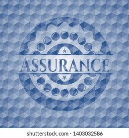 Assurance blue polygonal emblem. Vector Illustration. Detailed.
