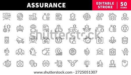 Assurance editable line icons set. protection and security symbols