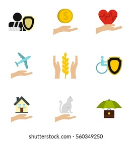 Assurance icons set. Flat illustration of 9 assurance vector icons for web