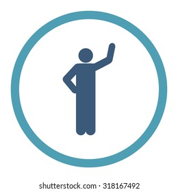 Assurance vector icon. This rounded flat symbol is drawn with cyan and blue colors on a white background.