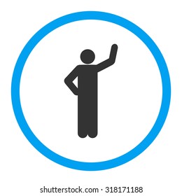 Assurance vector icon. This rounded flat symbol is drawn with blue and gray colors on a white background.