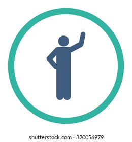 Assurance vector icon. This rounded flat symbol is drawn with cobalt and cyan colors on a white background.