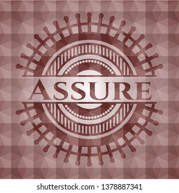 Assure red emblem with geometric pattern. Seamless.