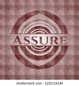 Assure red geometric badge. Seamless.