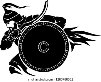 Assyrian Medieval Warrior Charging with Shield and Sword