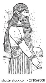 Assyrian, vintage engraved illustration. 