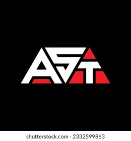 AST Dreieck Buchstaben Logo Design mit Dreieck Form. AST Dreieck Logo Design Monogramm. AST Dreieck Vektor Logo Vorlage mit roter Farbe. AST dreieckiges Logo Einfach, elegant und luxuriös.