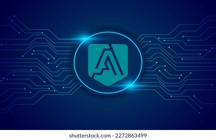 Asta ASTA   logo with crypto currency themed circle background design.ASTA  Token  currency vector illustration blockchain technology concept 