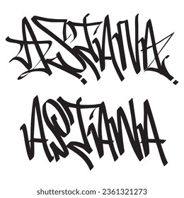astana capital city name of kazakhstan country digital graffiti art handstyle painting chisel tags one liner color black vector illustration signature symbol