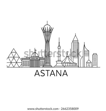 Astana city skyline vector on white background
Vector line city skyline