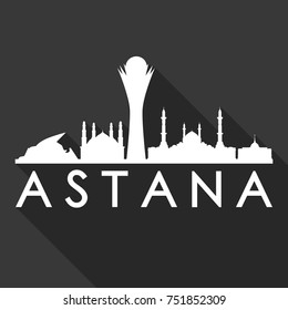 Astana Flat Icon Skyline Silhouette Design City Vector Art Famous Buildings.