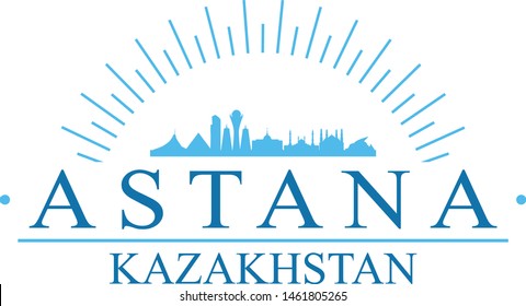 Astana Kazakhstan City. Banner Design. City Skyline. Silhouette Vector. Famous Monuments.