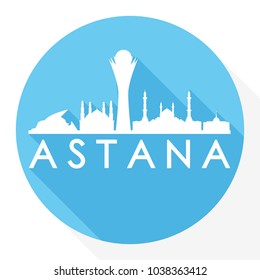 Astana Kazakhstan Flat Icon Skyline Silhouette Design City Vector Art.
