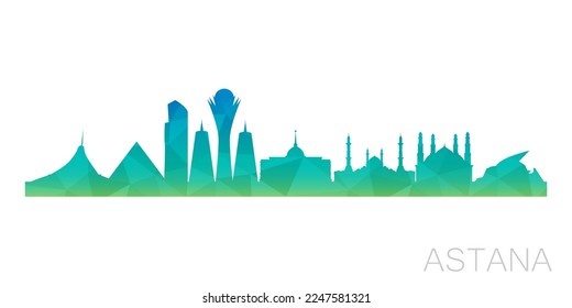 Astana, Kazakhstan Low Poly Skyline Clip Art City Design. Geometric Polygon Graphic Horizon Icon. Vector Illustration Symbol.