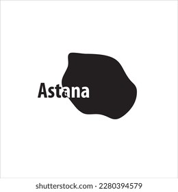 Astana map and black lettering design on white background