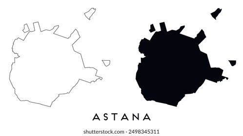 Astana map outline and black silhouette vector